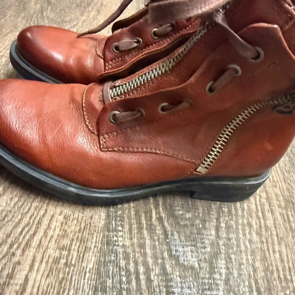 MJUS Sz. 38 (7.5) worn twice!! Brown Leather Ankle Boots zip suede top cognac - Picture 6 of 16